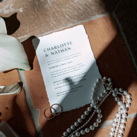 Faire-part mariage simple et élégant