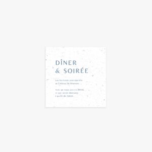 Invitation diner mariage bleu papier ensemencé