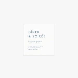 Invitation diner mariage bleu et blanc