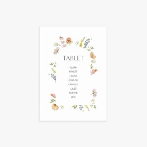 Carte plan de table mariage à imprimer - arche de fleurs
