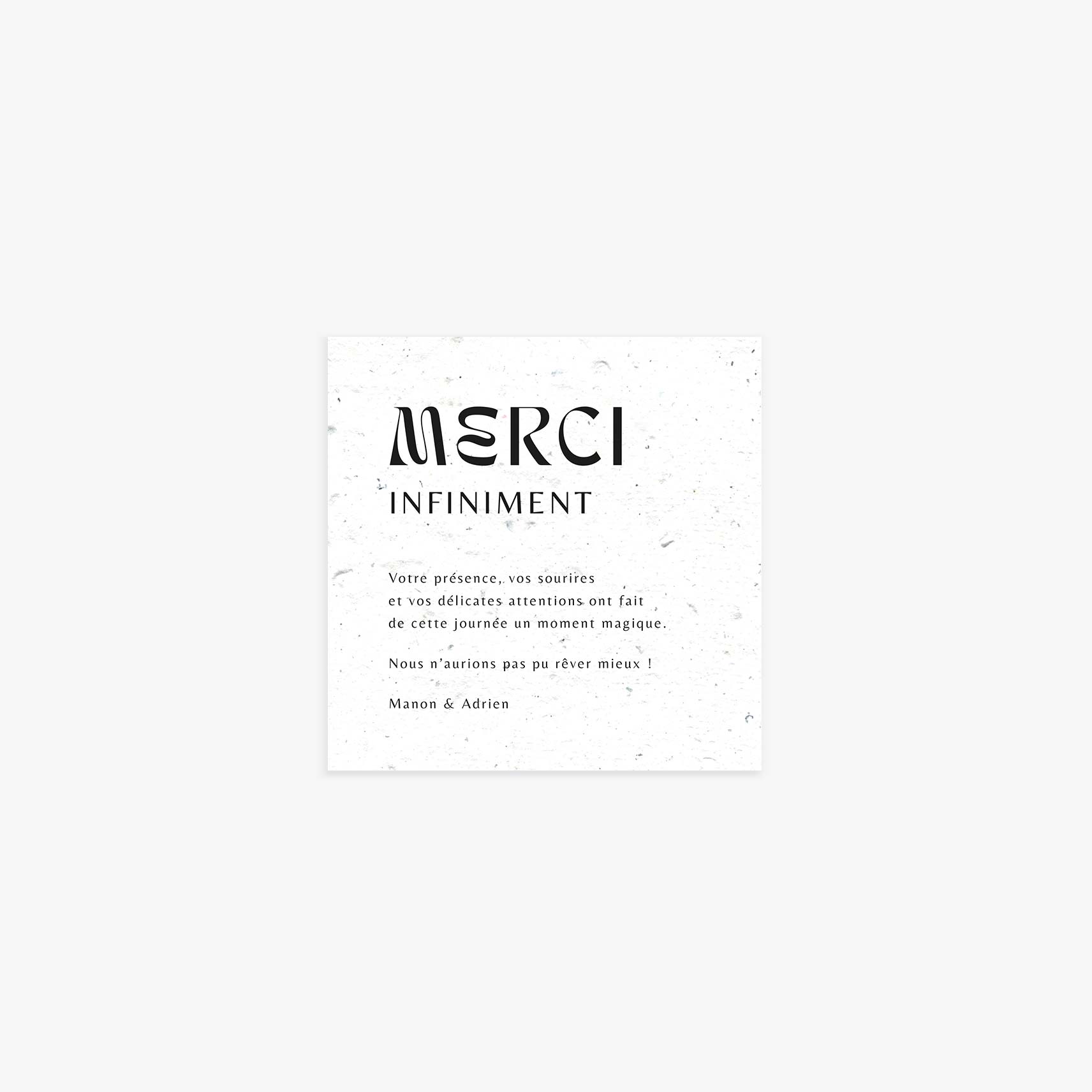 Carte de remerciement mariage originale noir et blanc