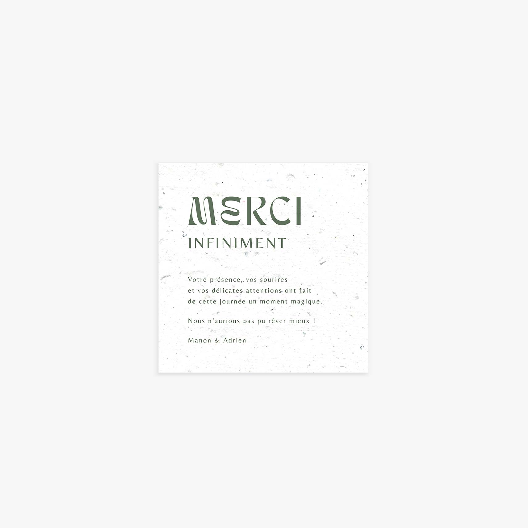Carte de remerciement mariage originale papier ensemencé