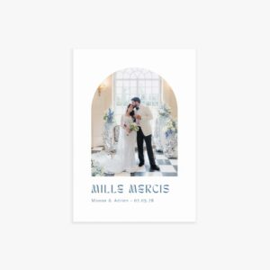 Carte de remerciement mariage arche photo