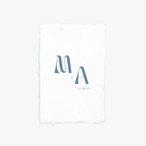 Faire-part mariage épuré et moderne bleu