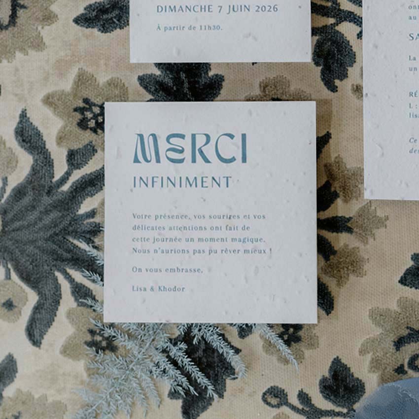 Carte de remerciement mariage originale à planter