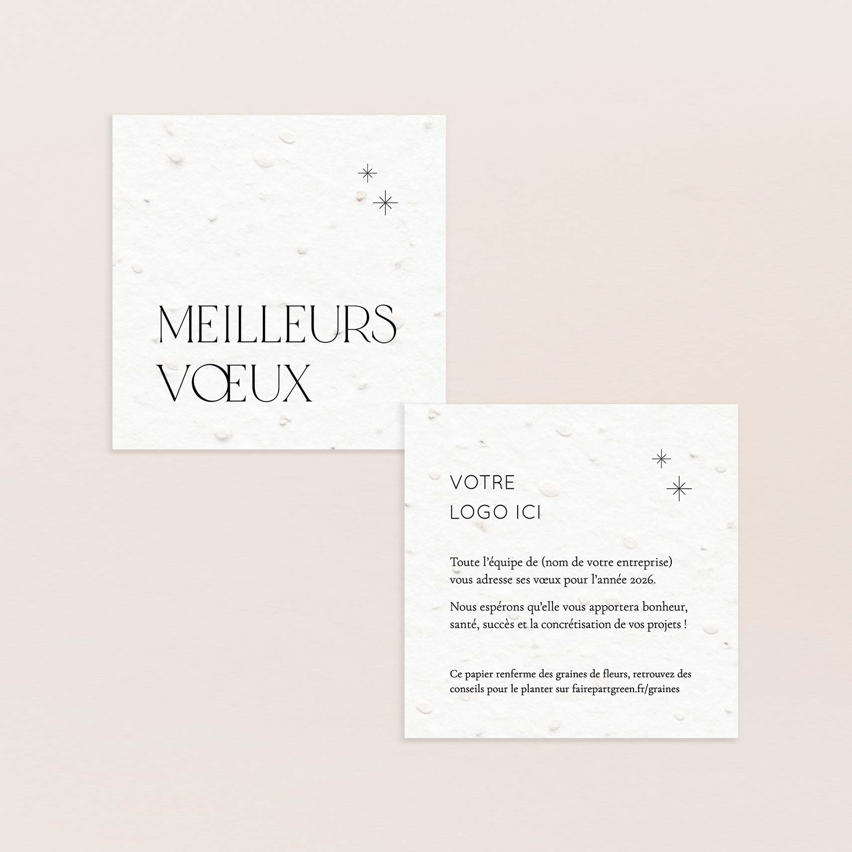 Carte de voeux à planter petit carré élégance