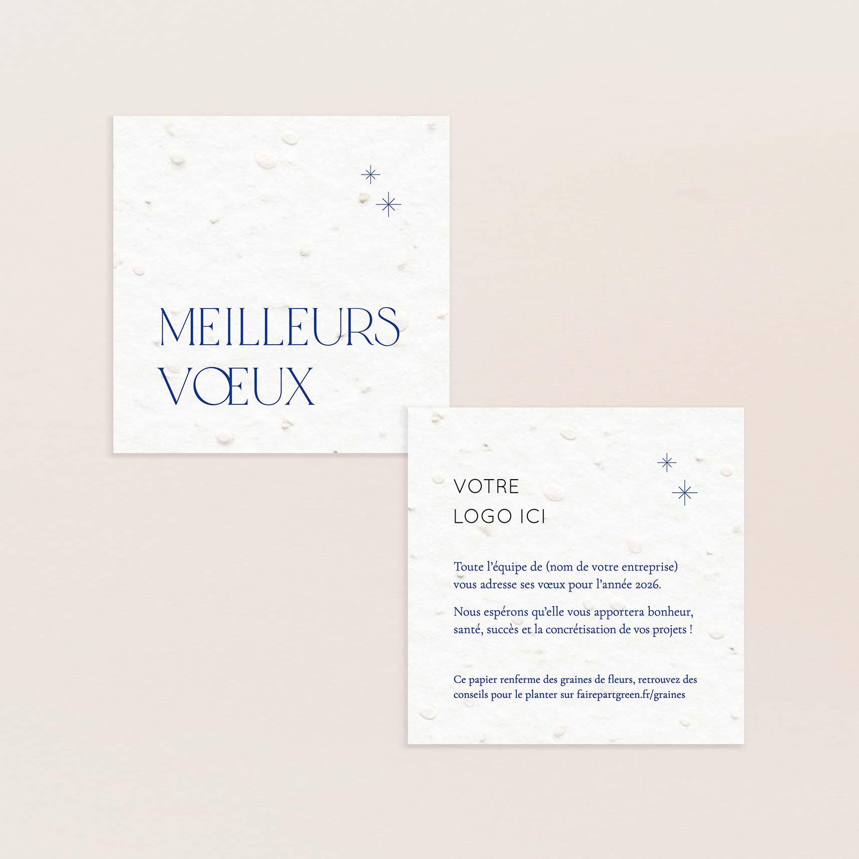 Carte de voeux à planter petit carré élégance