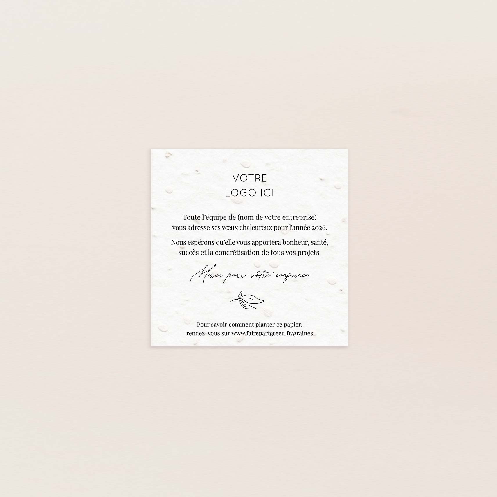 Carte de voeux à planter petit carré feuillage