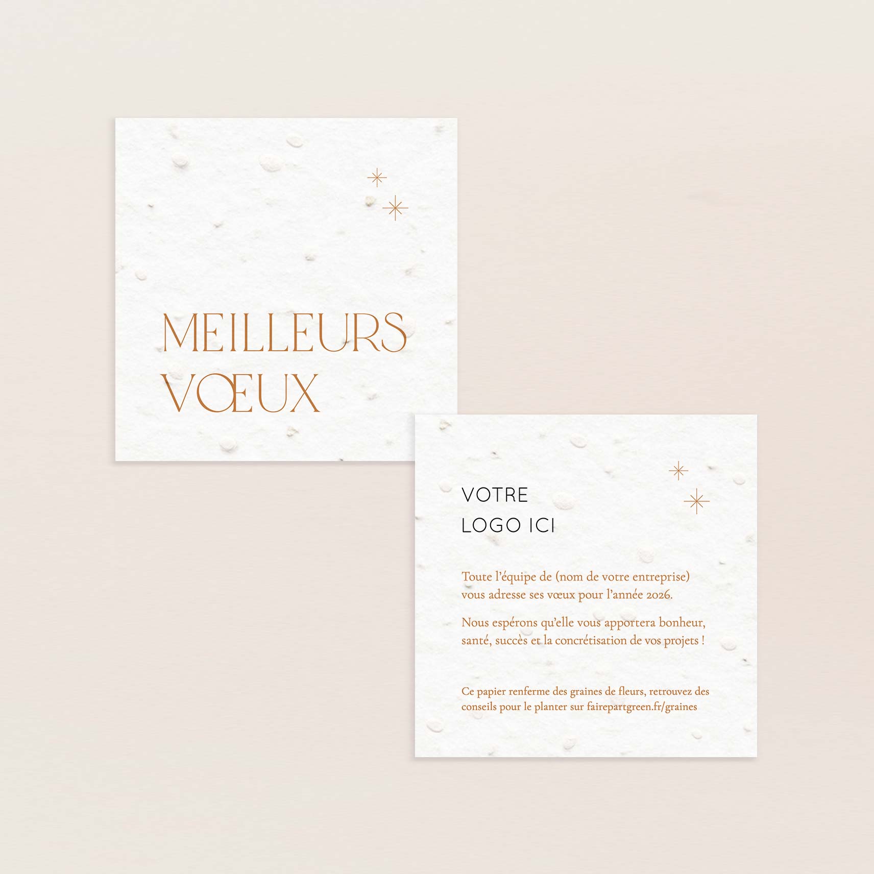 Carte de voeux à planter petit carré élégance