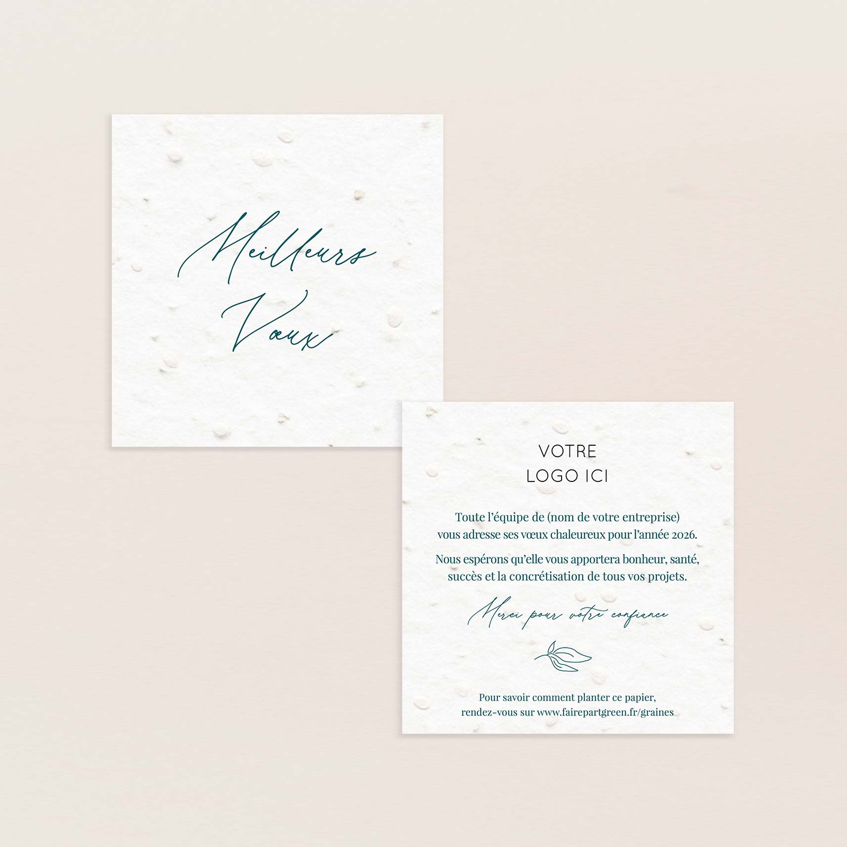 Carte de voeux à planter petit carré feuillage