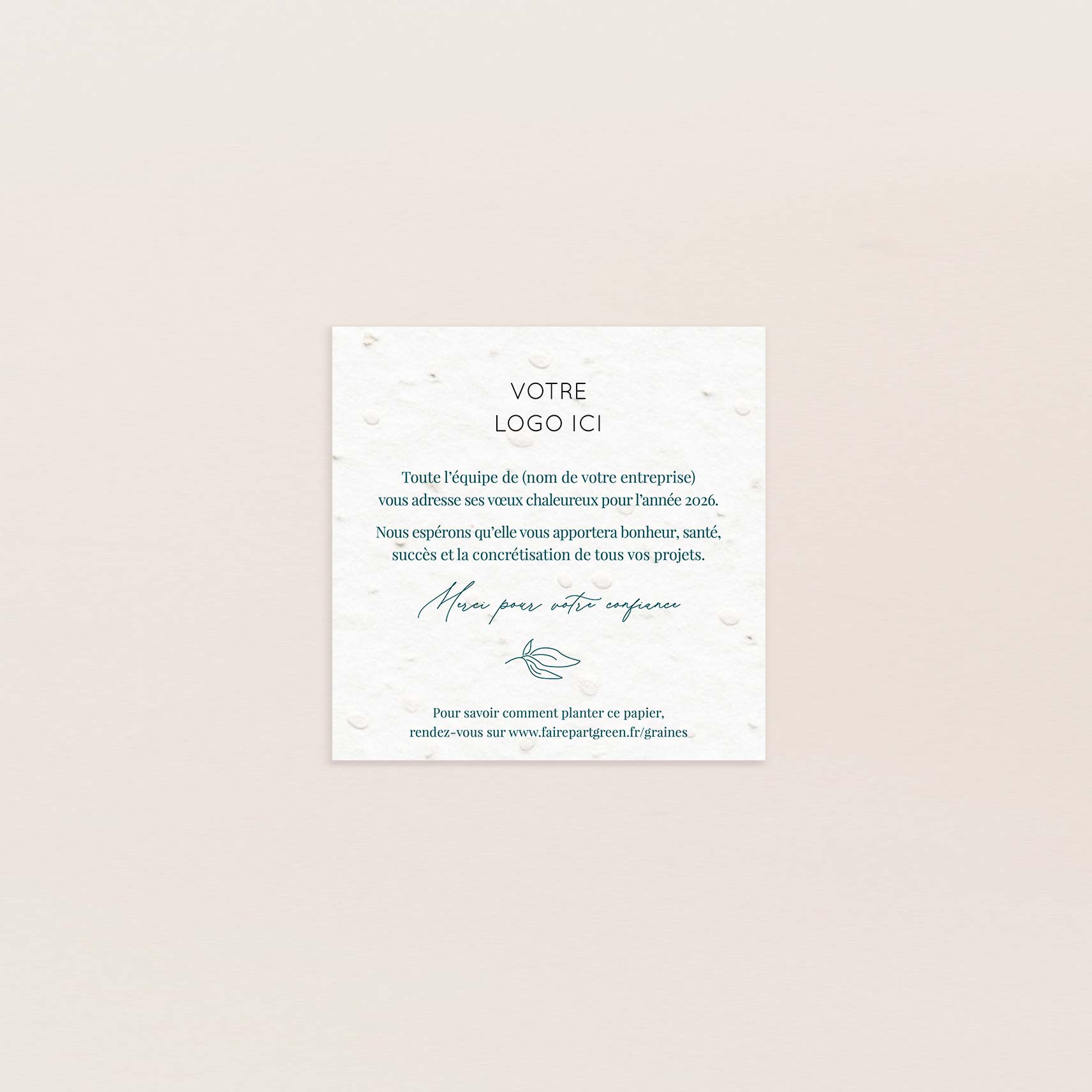 Carte de voeux à planter petit carré feuillage