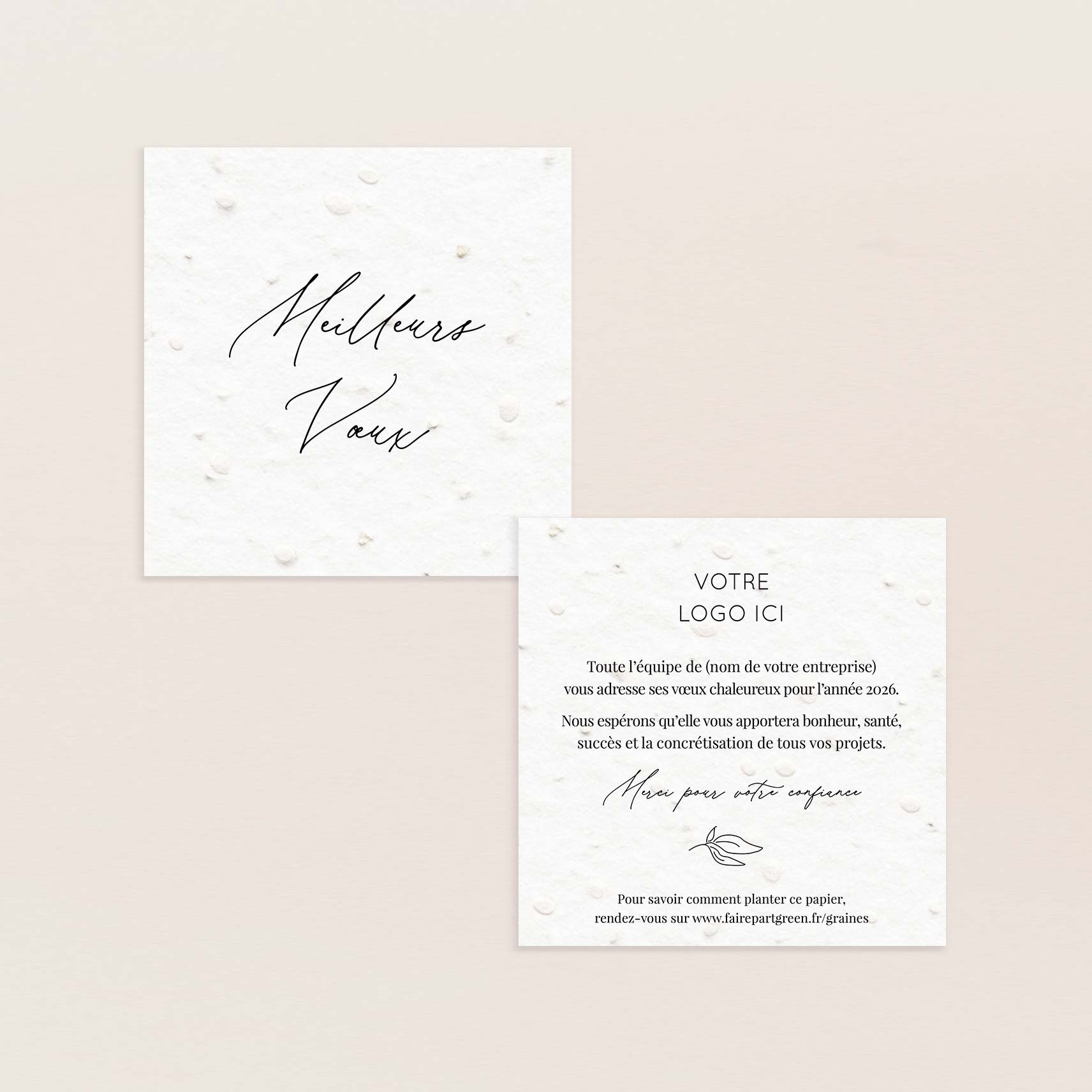 Carte de voeux à planter petit carré feuillage