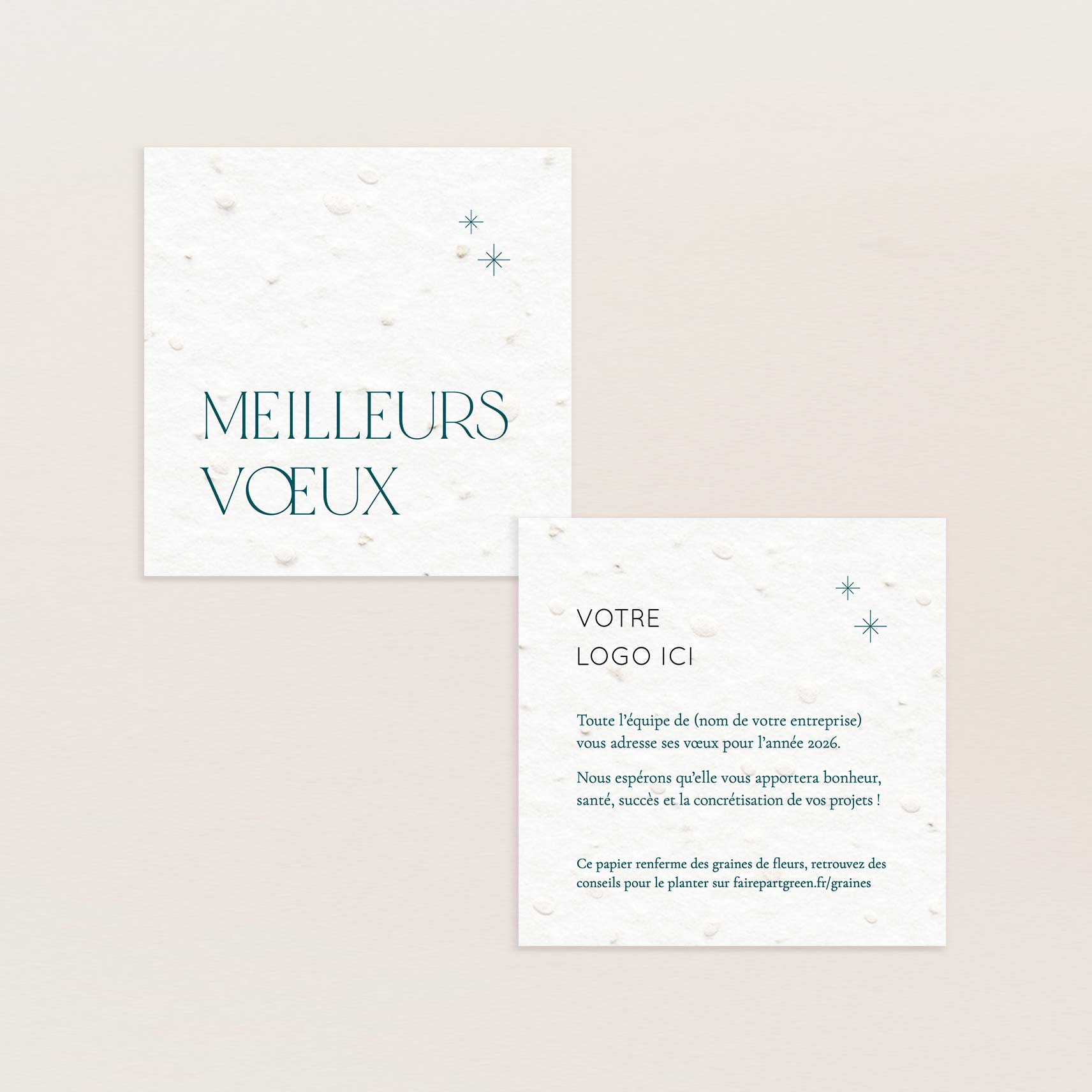 Carte de voeux à planter petit carré élégance