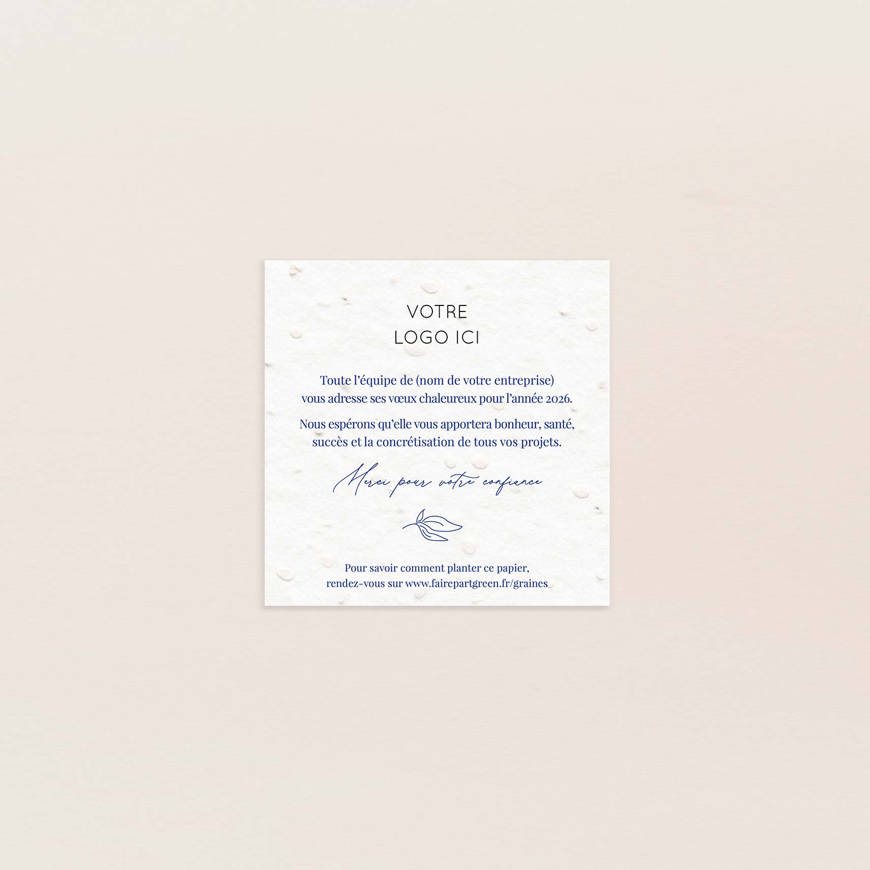 Carte de voeux à planter petit carré feuillage